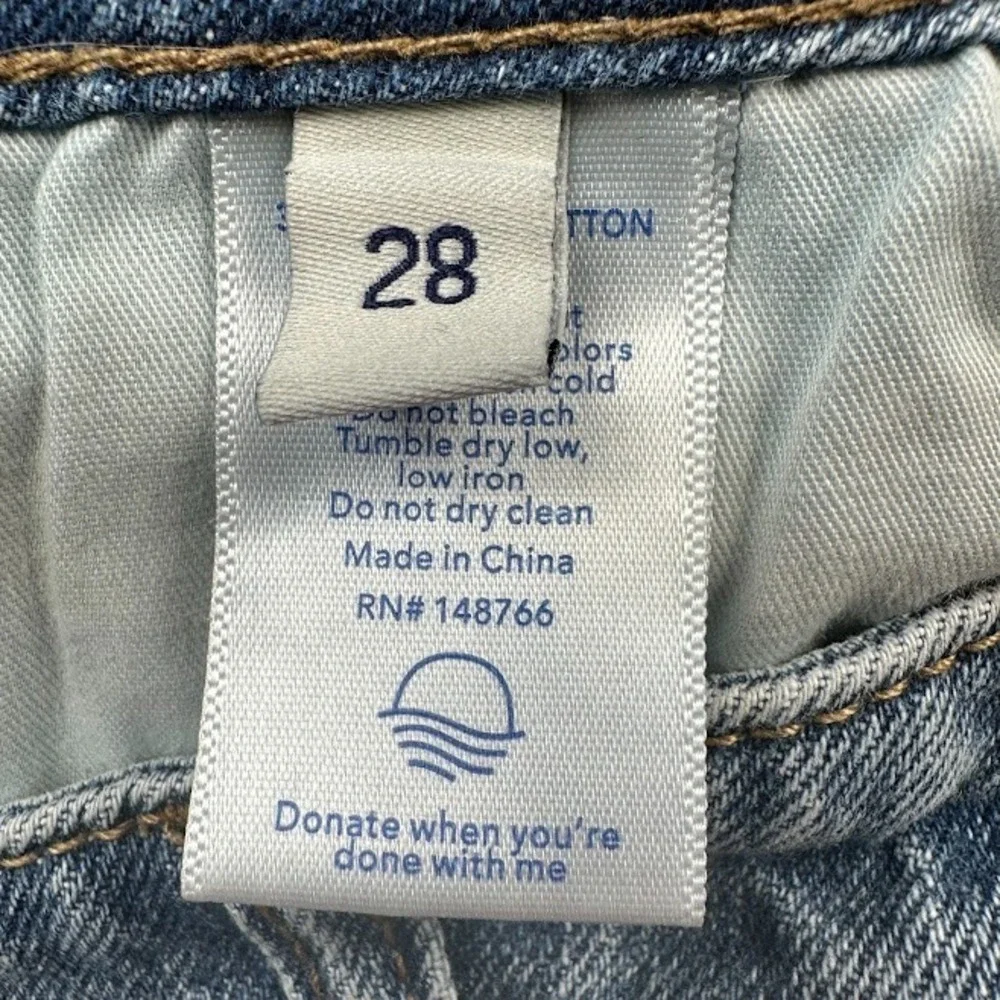 Oliver Logan Jeans Womens 28 Blue Raw Hem Medium Wash Stretch Wide Leg Pockets